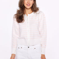 White Button Front Heart Cardigan