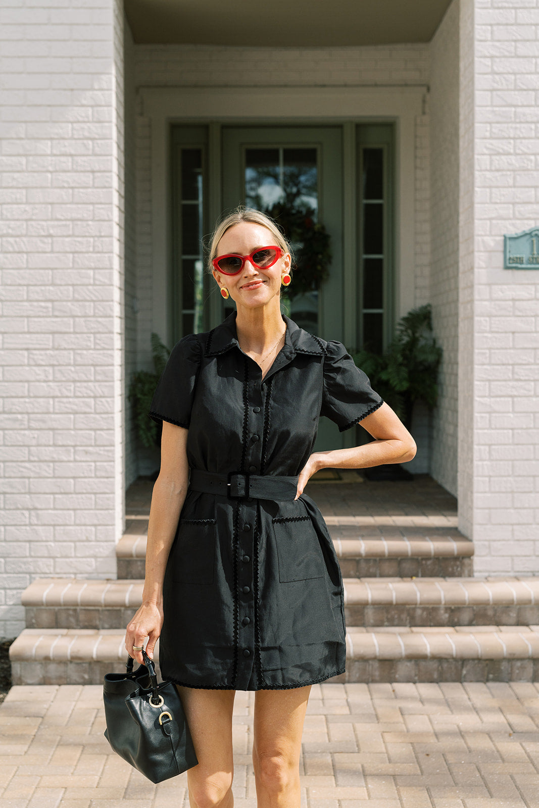 Sail to Sable Ella Belted Shirt Dress Black / XXXL / SCH2402