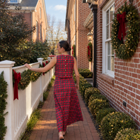 Red Plaid Sleeveless Zip Back Top