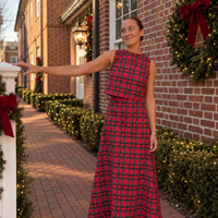 Red Plaid Sleeveless Zip Back Top
