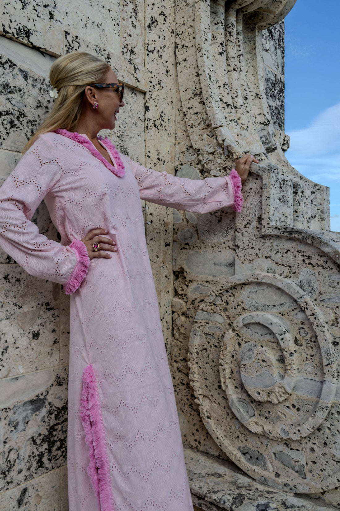 Hibiscus Shell Eyelet Caftan