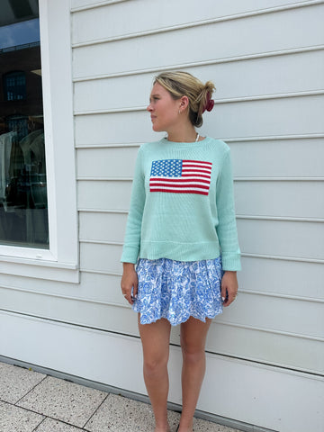 Cabbage Cropped Flag Sweater