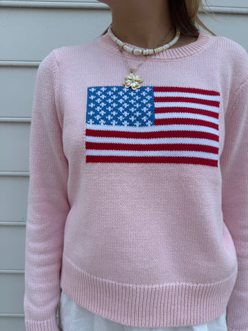 Blush Cropped Flag Sweater