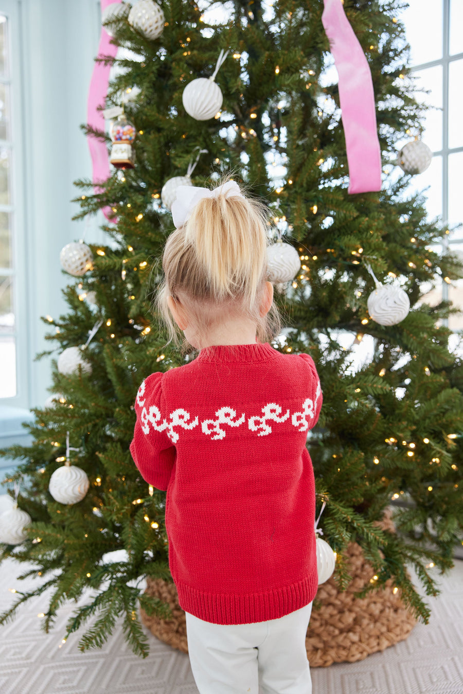 Red Kids Bow Cardigan