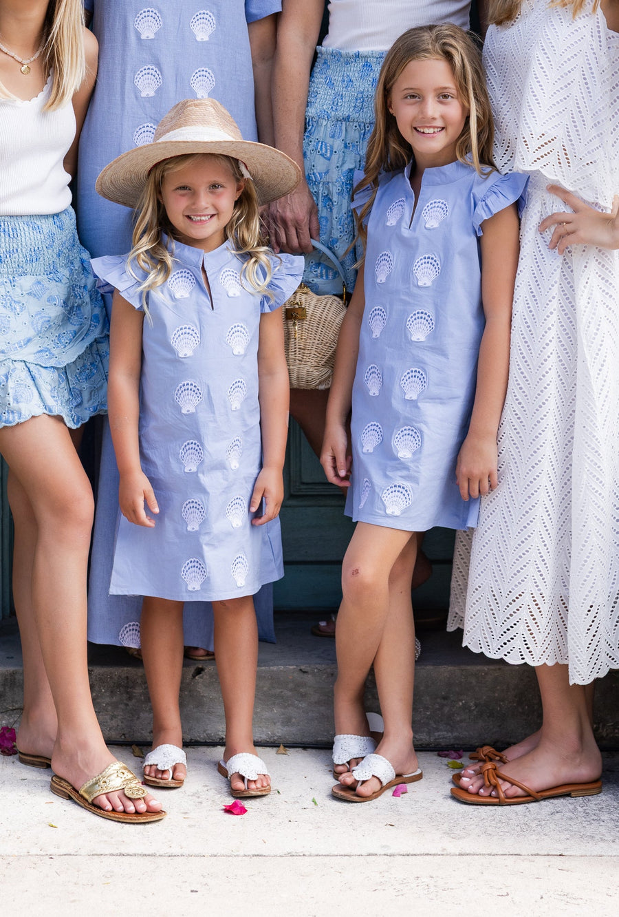 Kid's Embroidered Shell Flutter Sleeve Dress