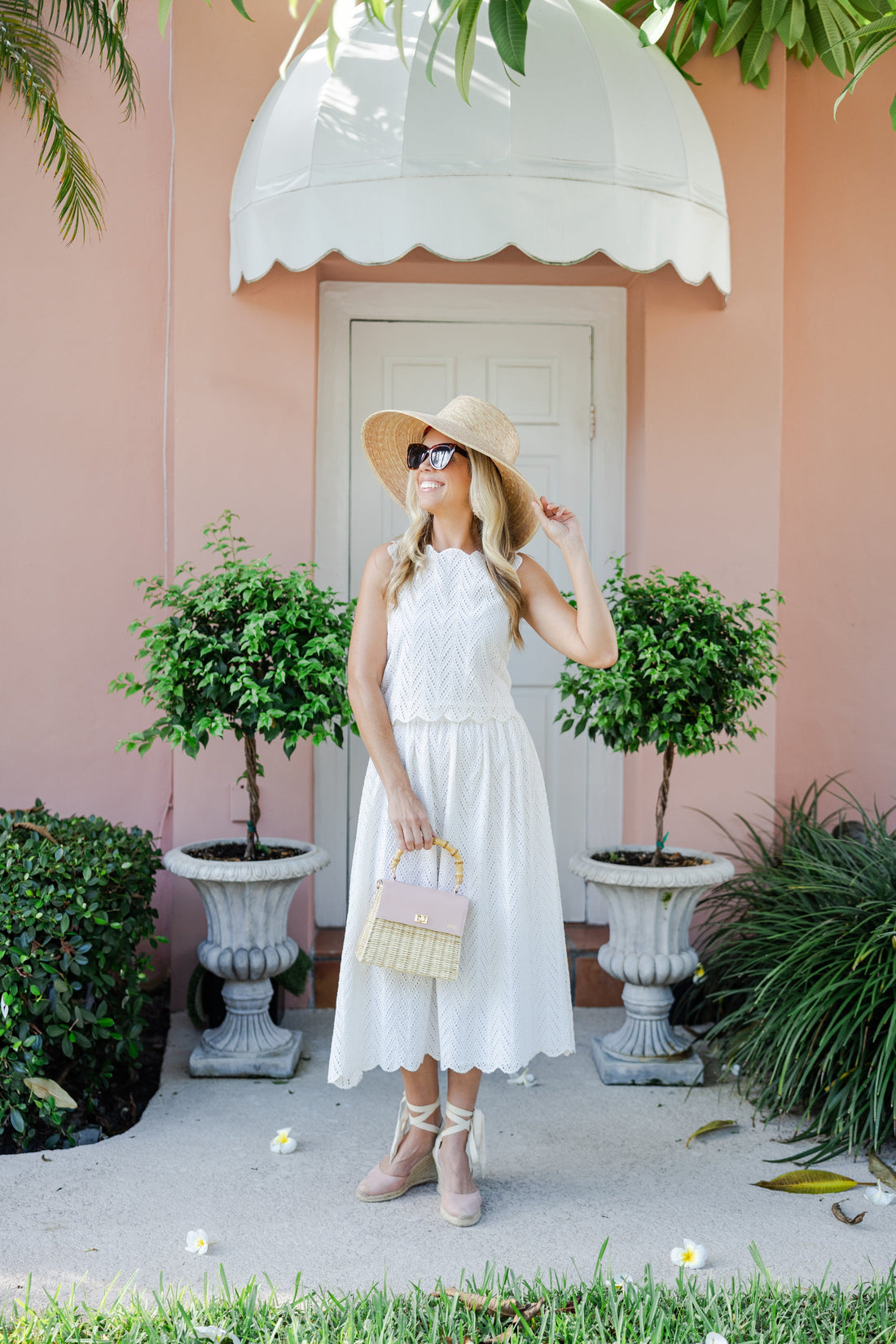 Ivory Scalloped Eyelet Midi Skirt Set