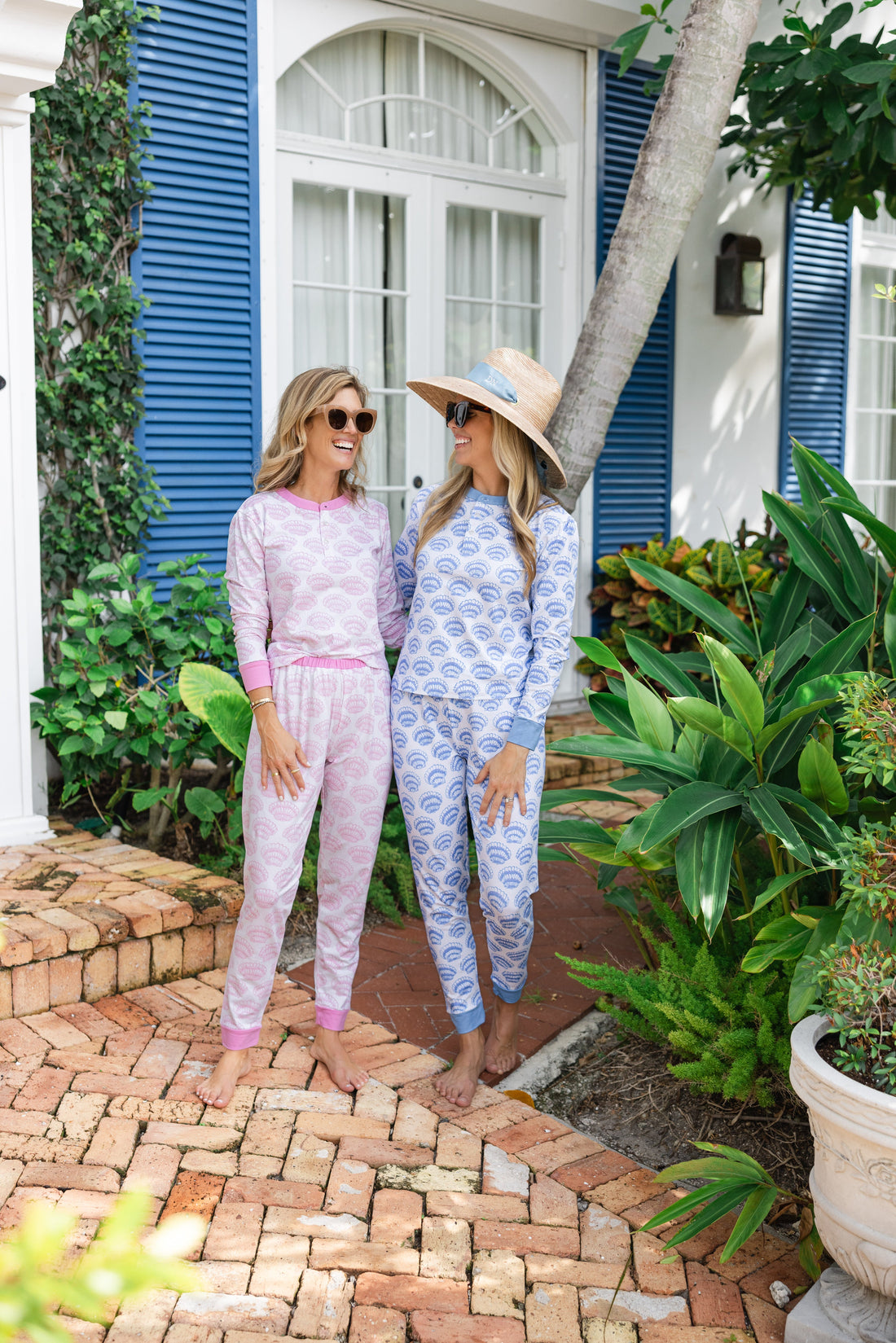 Pink Shell Print Adult Pajamas