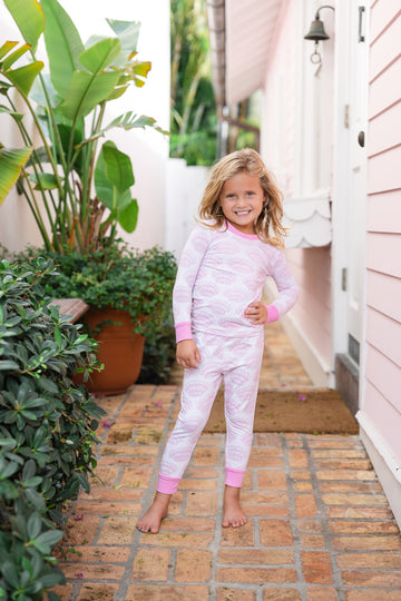 Pink Shell Print Kid's Pajamas