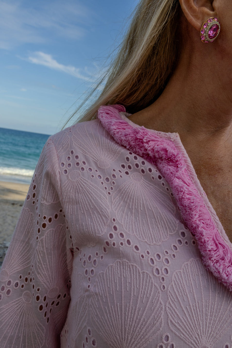 Hibiscus Shell Eyelet Caftan