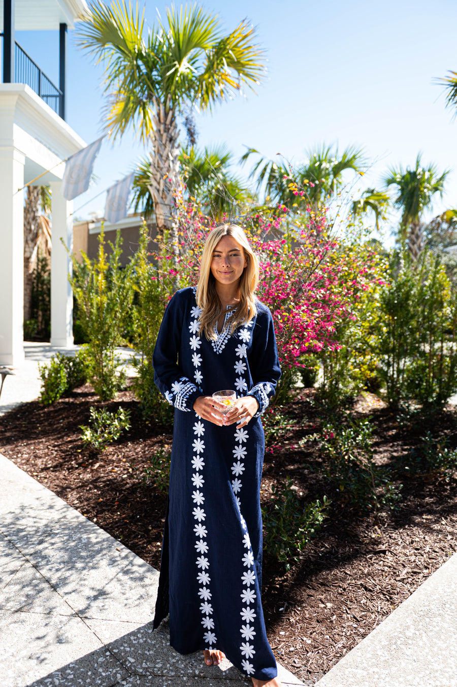 Navy Embroidered Caftan
