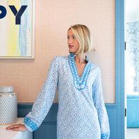 Seashell Print Caftan with Ric-Rac