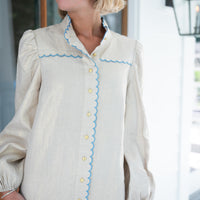 Gold Scalloped Shirt Dress