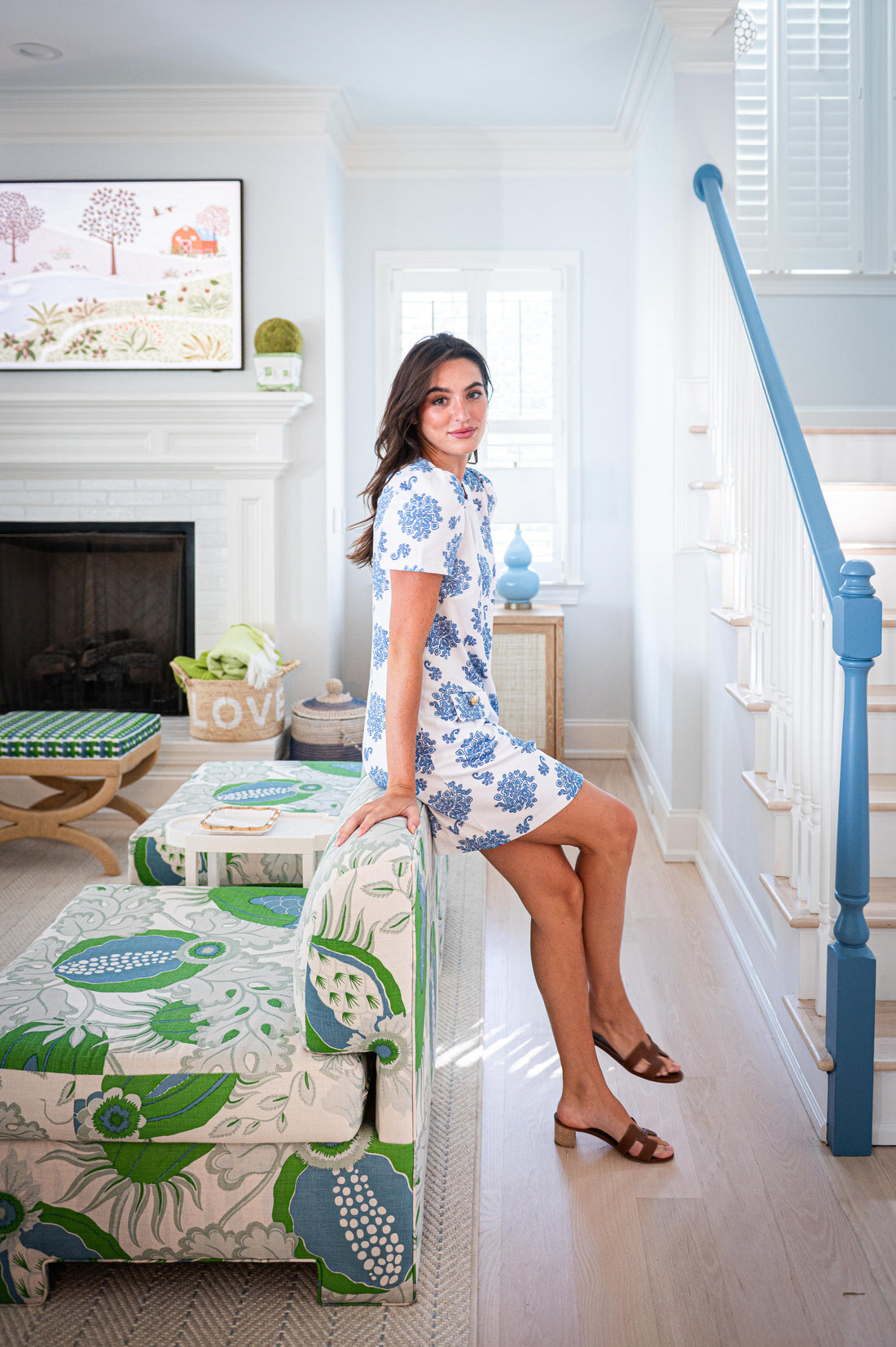Love Bouquet Short Sleeve Button Front Shift