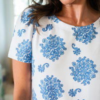 Love Bouquet Short Sleeve Button Front Shift