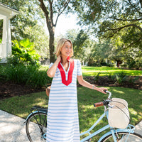 Blue & White Stripe Short Sleeve Classic Midi Tunic