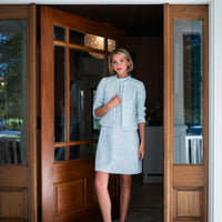 Blue Tweed Short Sleeve Shift Dress