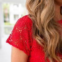 Red Flame Eyelet Zip Back Dress