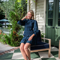 Blackwatch Tartan Puff Sleeve Smocked Top