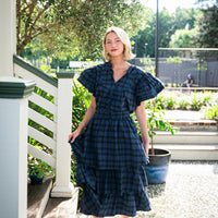 Blackwatch Tartan Tiered Midi Skirt