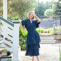 Blackwatch Tartan Tiered Midi Skirt