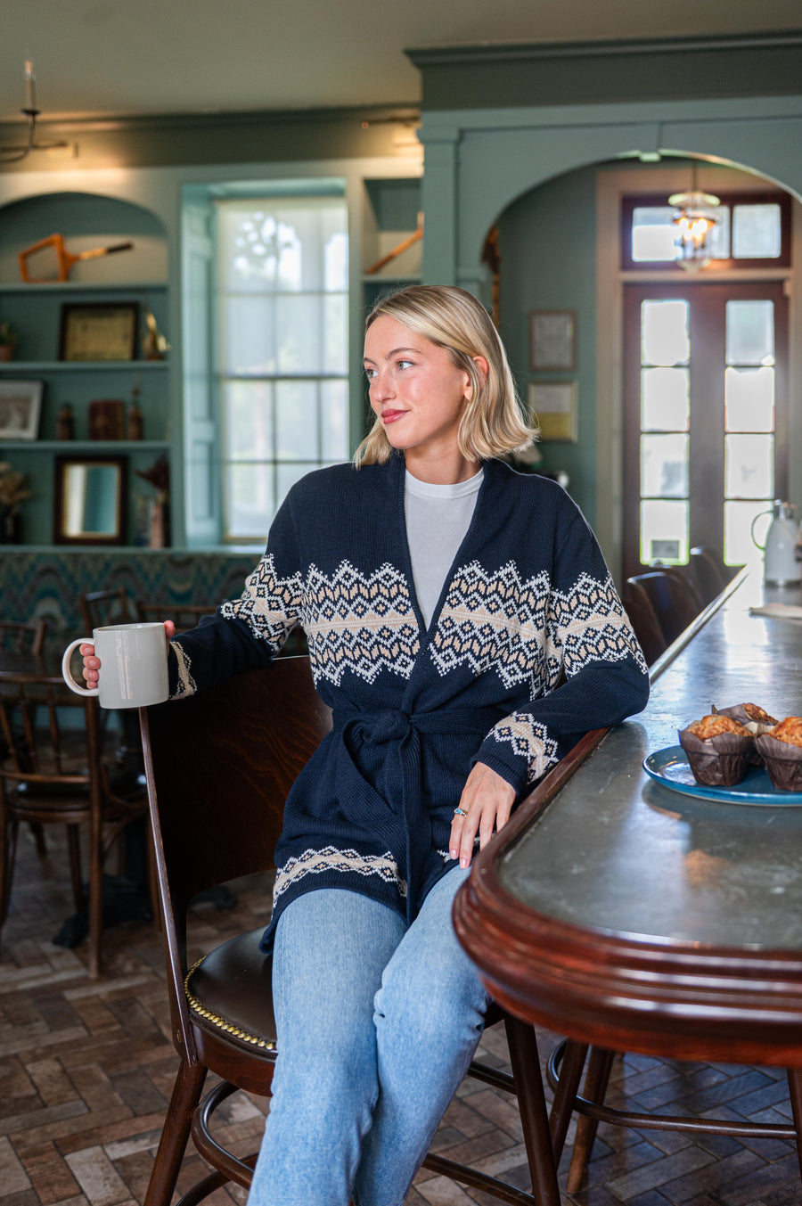 Navy Tie Front Cardigan