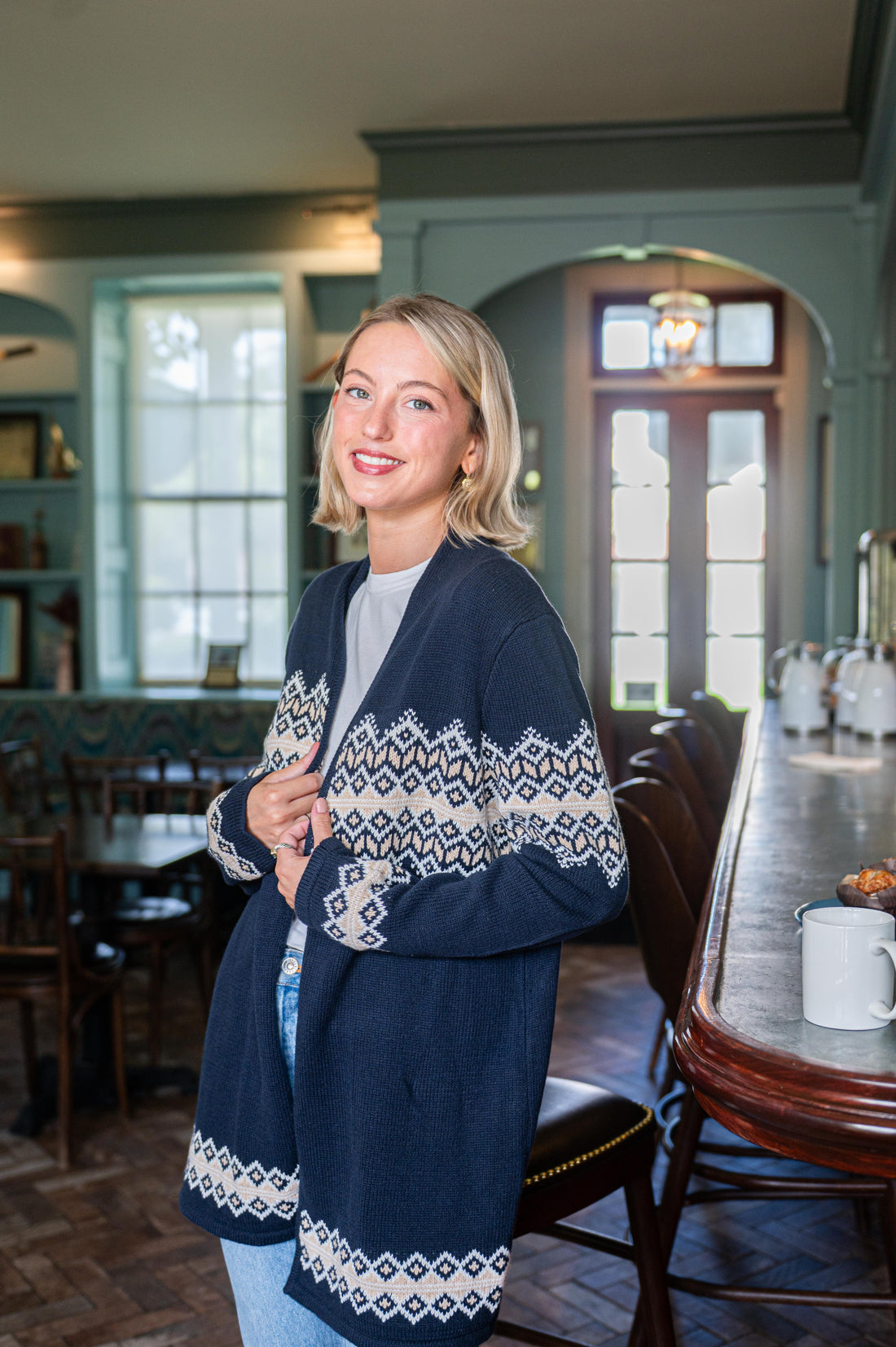 Navy Tie Front Cardigan