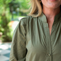 Olive Button Front Shirt Dress