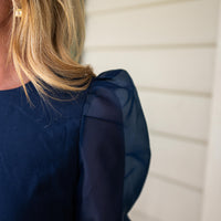 Navy Puff Sleeve Top