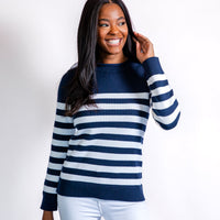 Navy & White Stripe Sweater