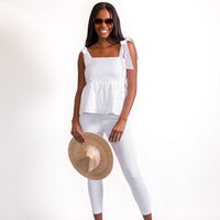 White Bow Shoulder Tank Top