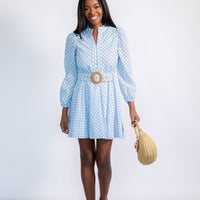 Lacecap Lattice Eyelet Belted Tunic Flare Dress