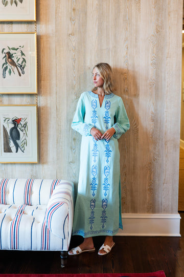 Mint Embroidered Caftan