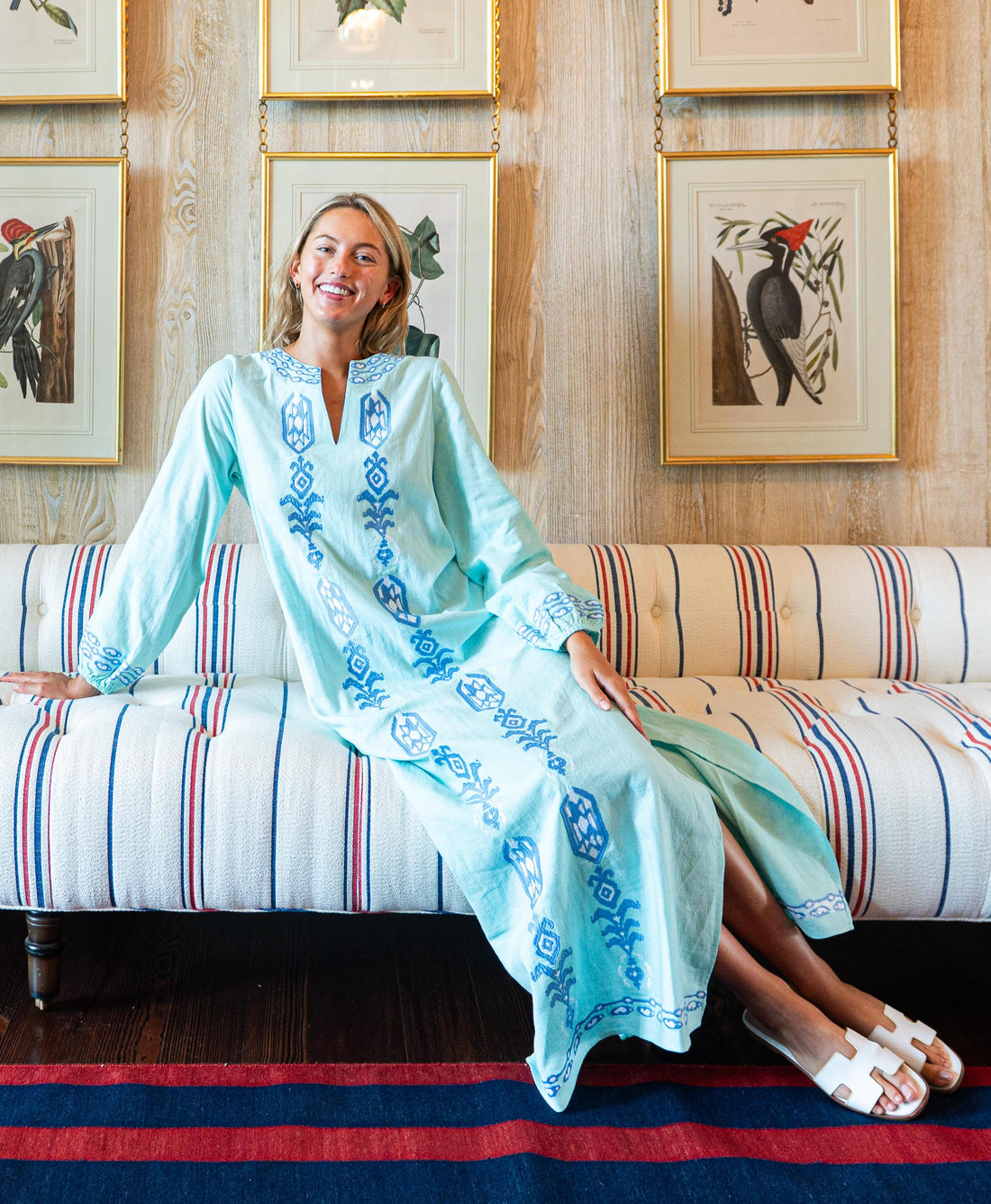 Mint Embroidered Caftan