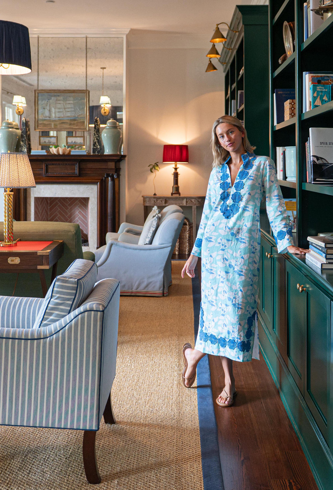 Shadow Leaves Long Sleeve Classic Maxi Tunic