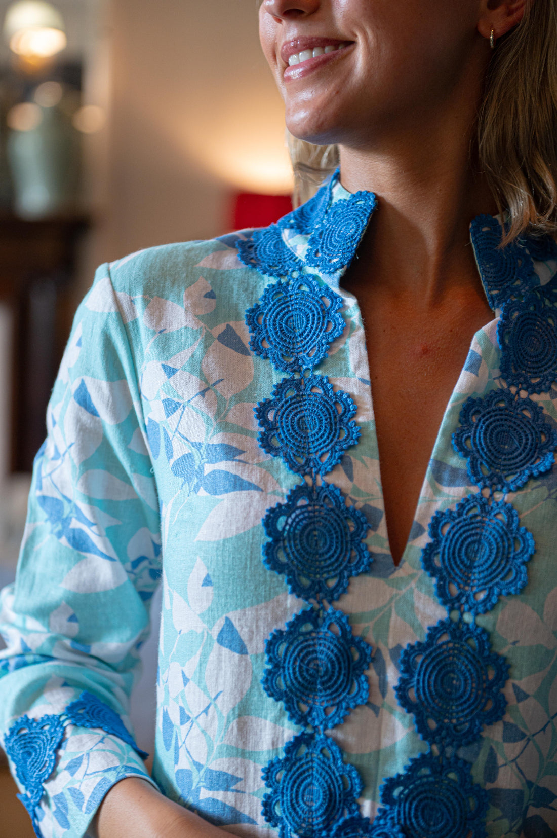 Shadow Leaves Long Sleeve Classic Maxi Tunic