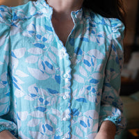 Shadow Leaves Scalloped Shirt Dress