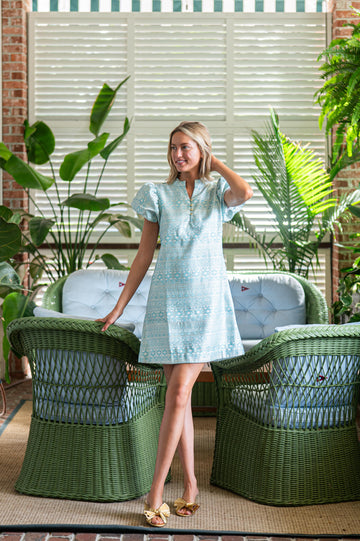 Mint and White Button Front Mini Tunic