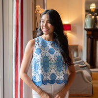 Paisley Park Print Sleeveless Zip Back Top