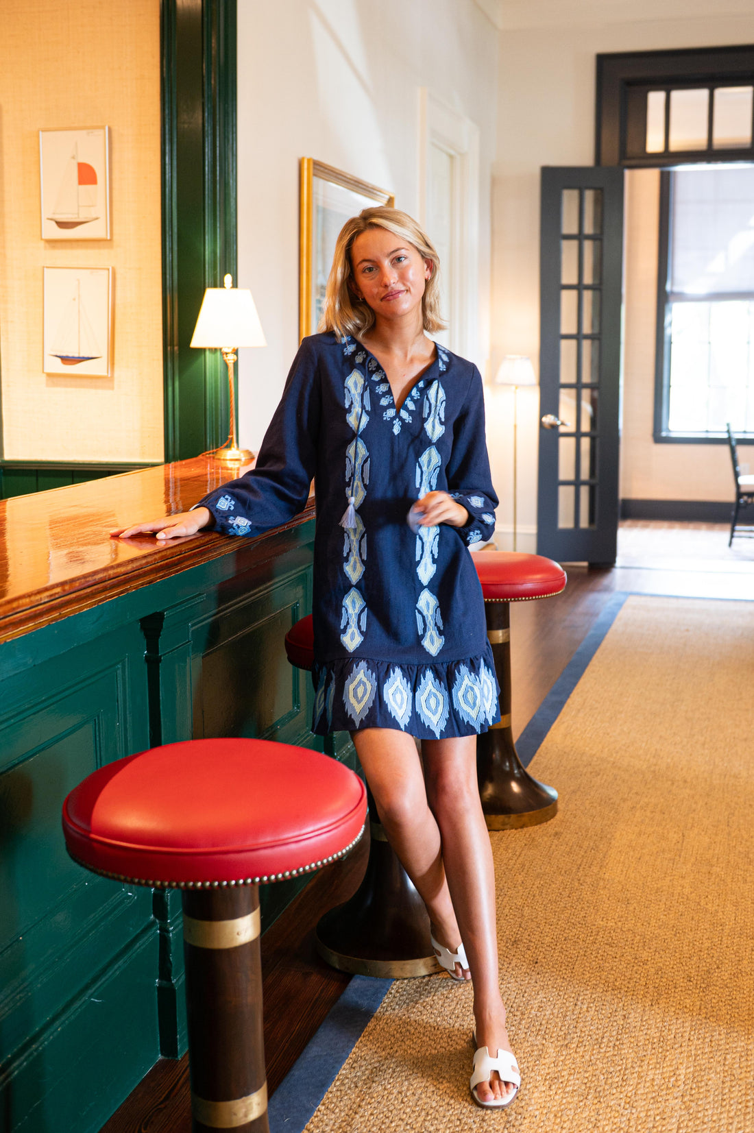 Navy Ruffle Hem Dress