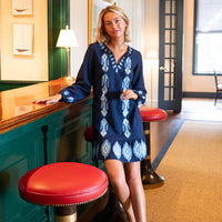 Navy Ruffle Hem Dress