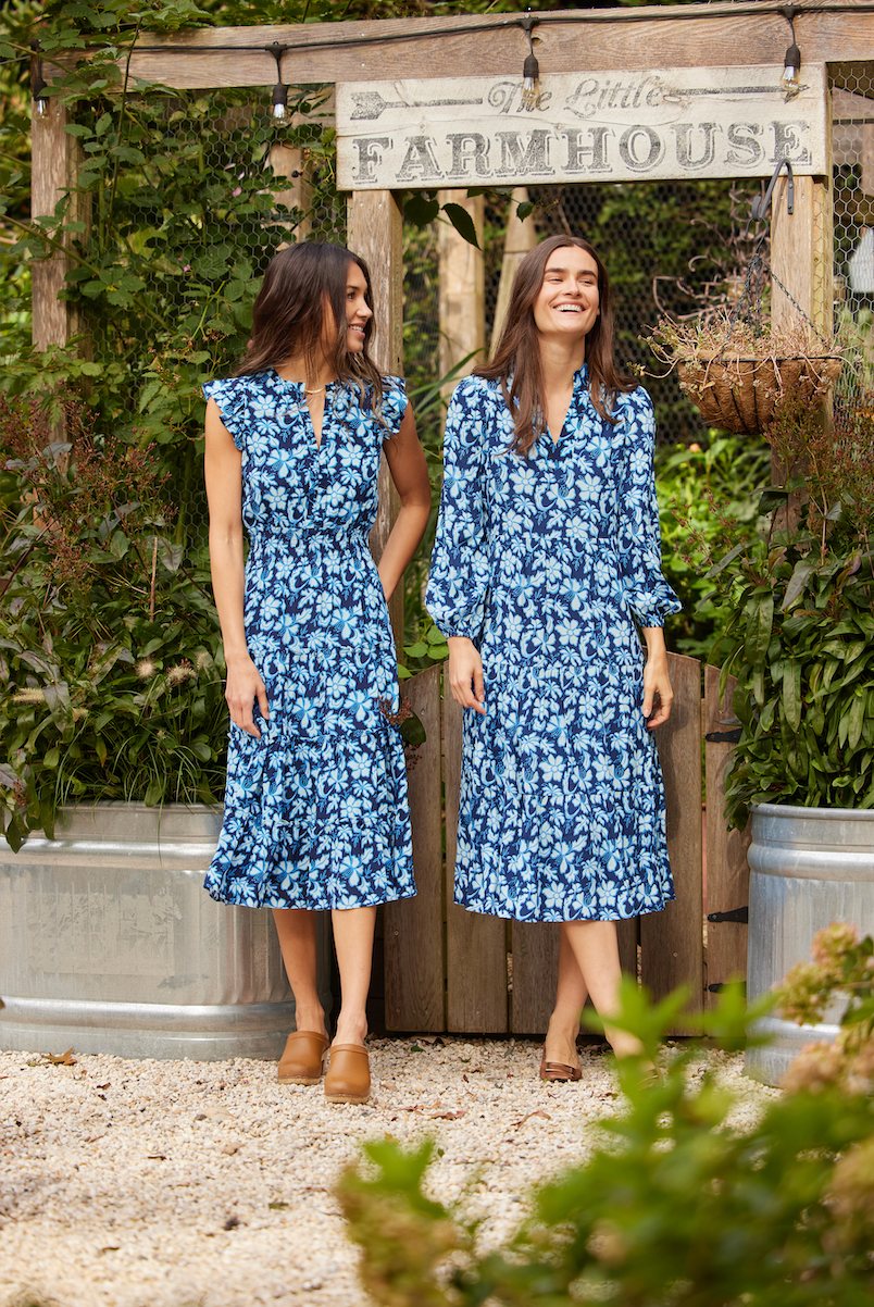 Fall Floral Flutter Sleeve Midi Dress