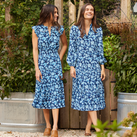 Fall Floral Flutter Sleeve Midi Dress