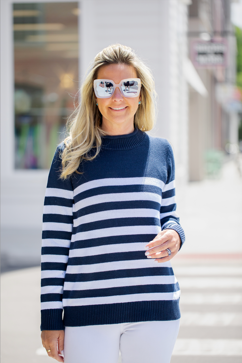 Navy & White Stripe Sweater