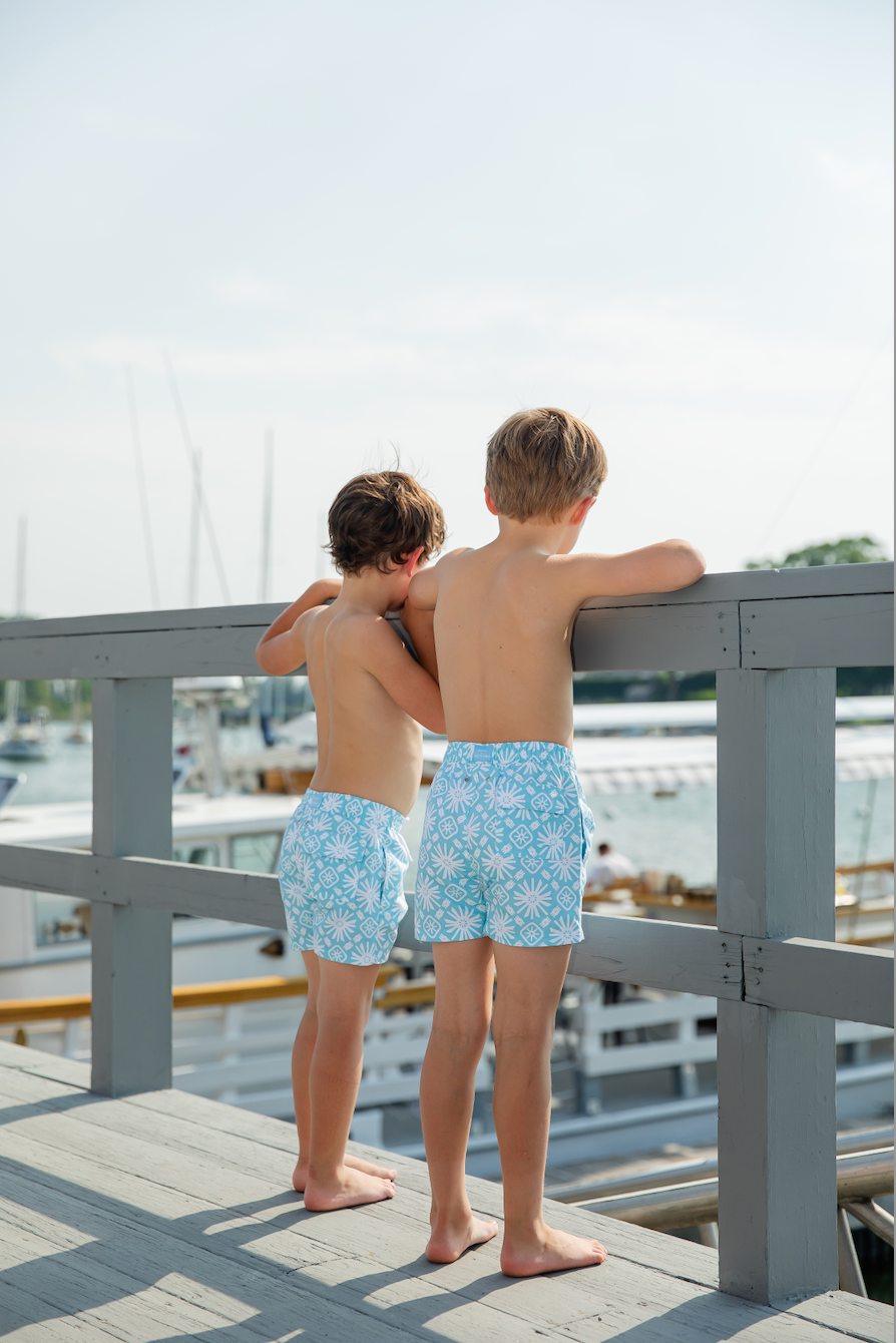 Sunburst Print Kids' Swim Trunks