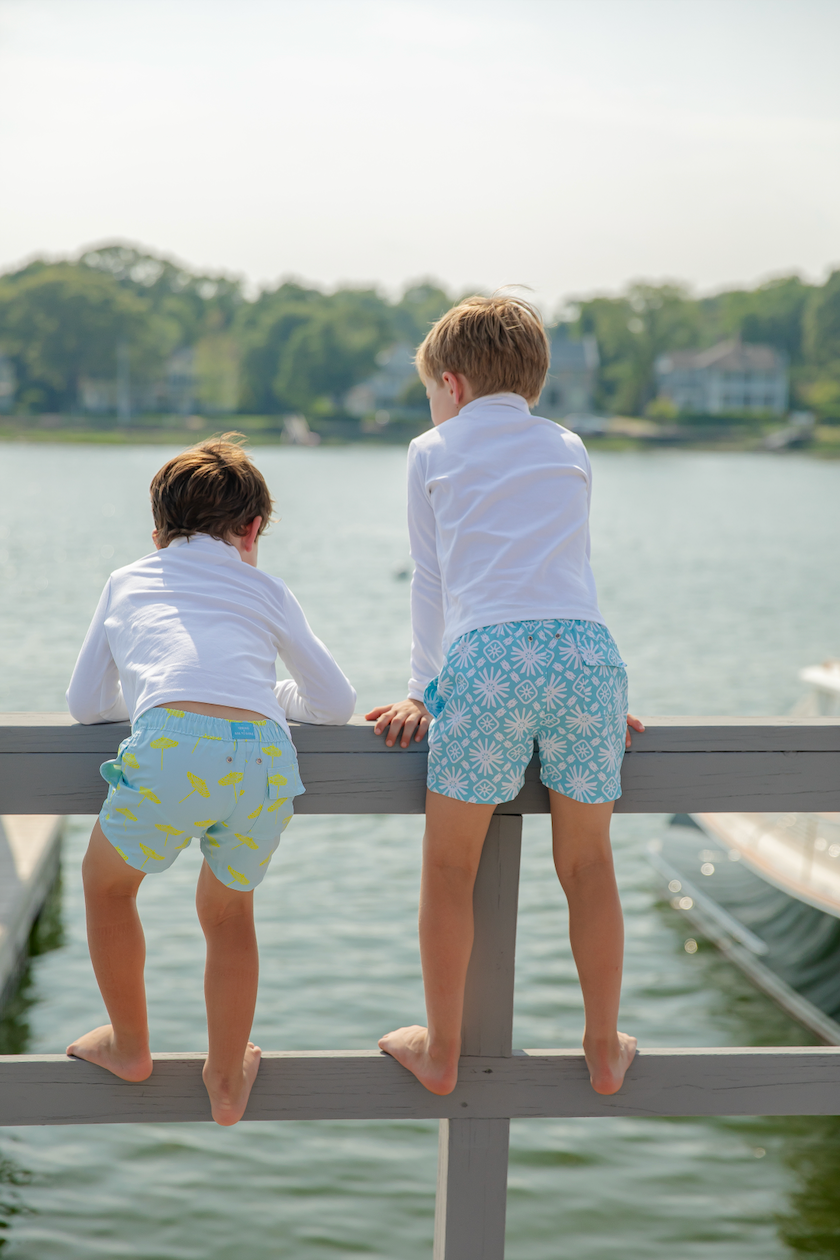 Umbrella Print Kids' Swim Trunks