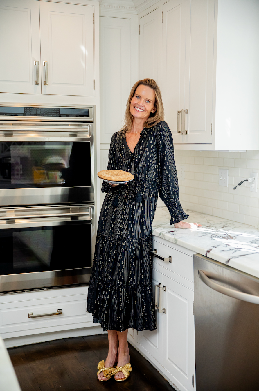 Black & Gold Lurex Smocked Waist Midi Dress