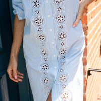Blue & White Maxi Shirt Dress