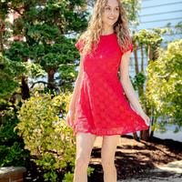 Red Flame Eyelet Zip Back Dress