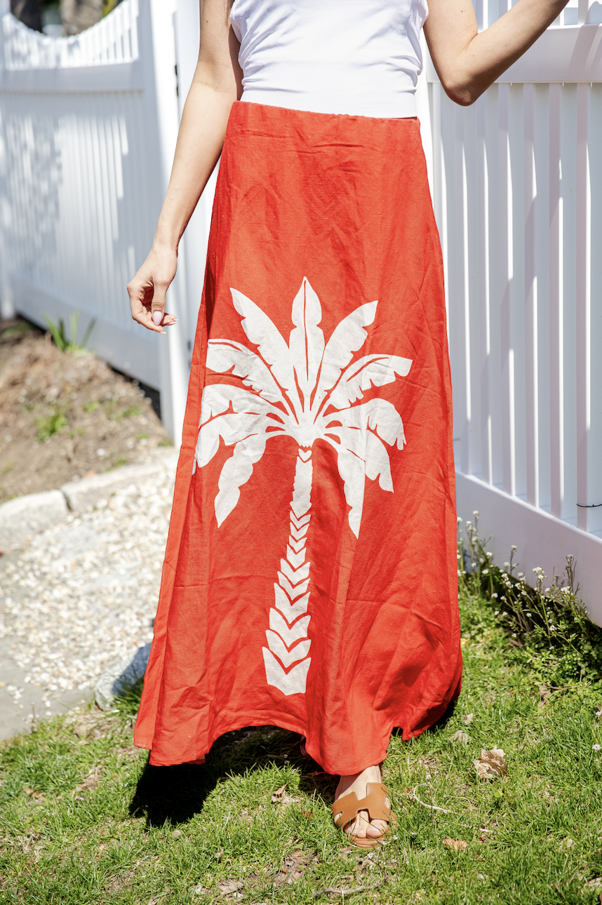 PRE-ORDER Red Palm Maxi Skirt