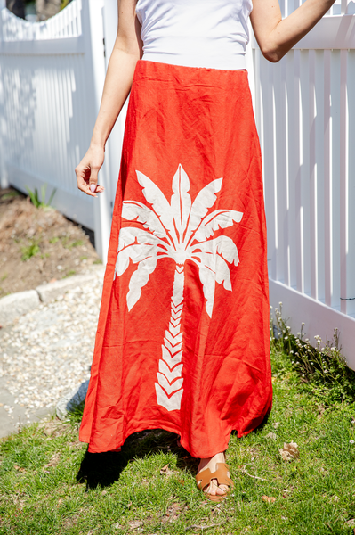 スカート S drape knot maxi skirt the red thread Red Palm Maxi Skirt – Sail to Sable